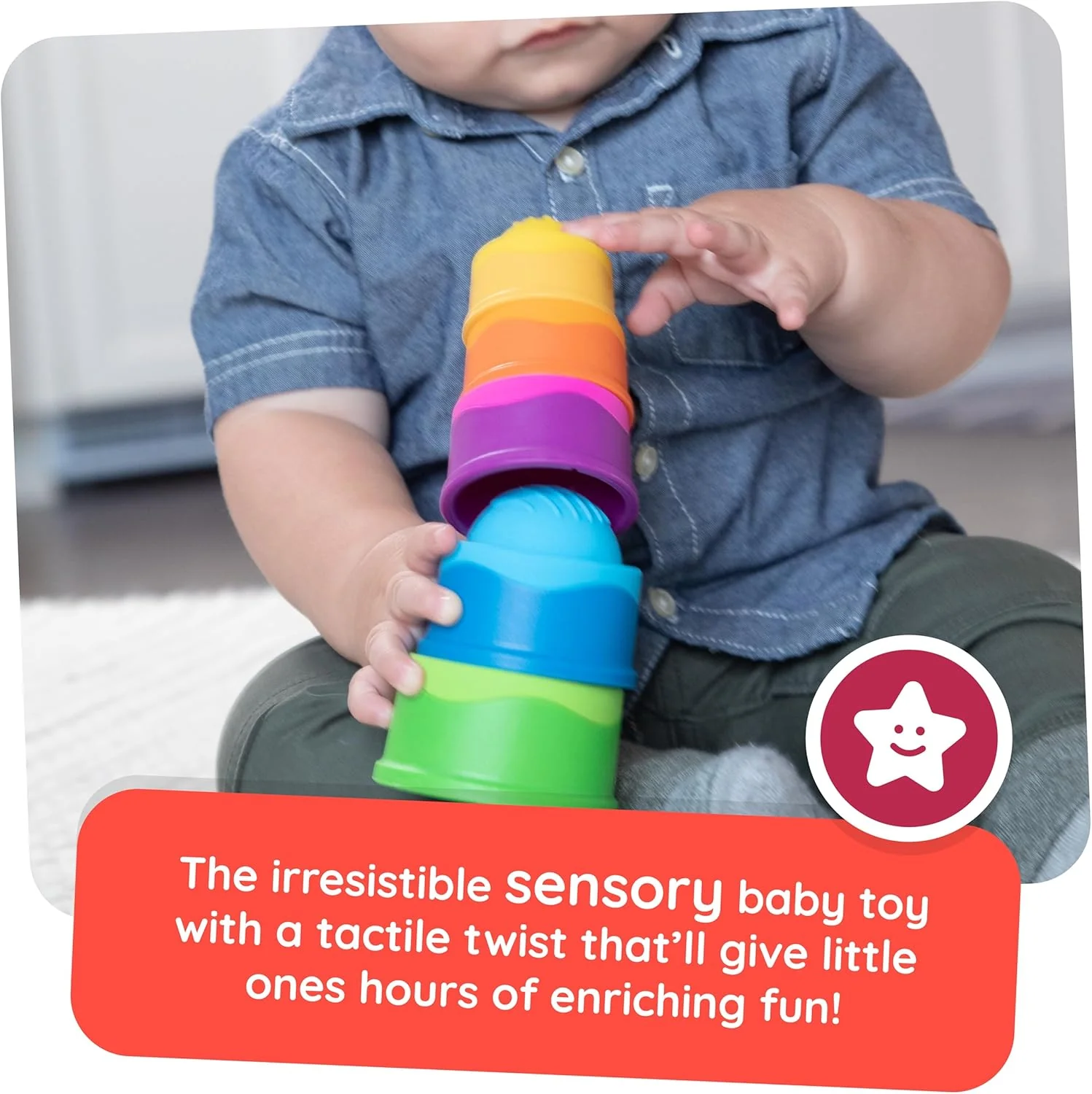 Popping Stack & Nest Baby Toy, Sensory Toys for Babies 6 Months+, Fidget Toys for Toddlers