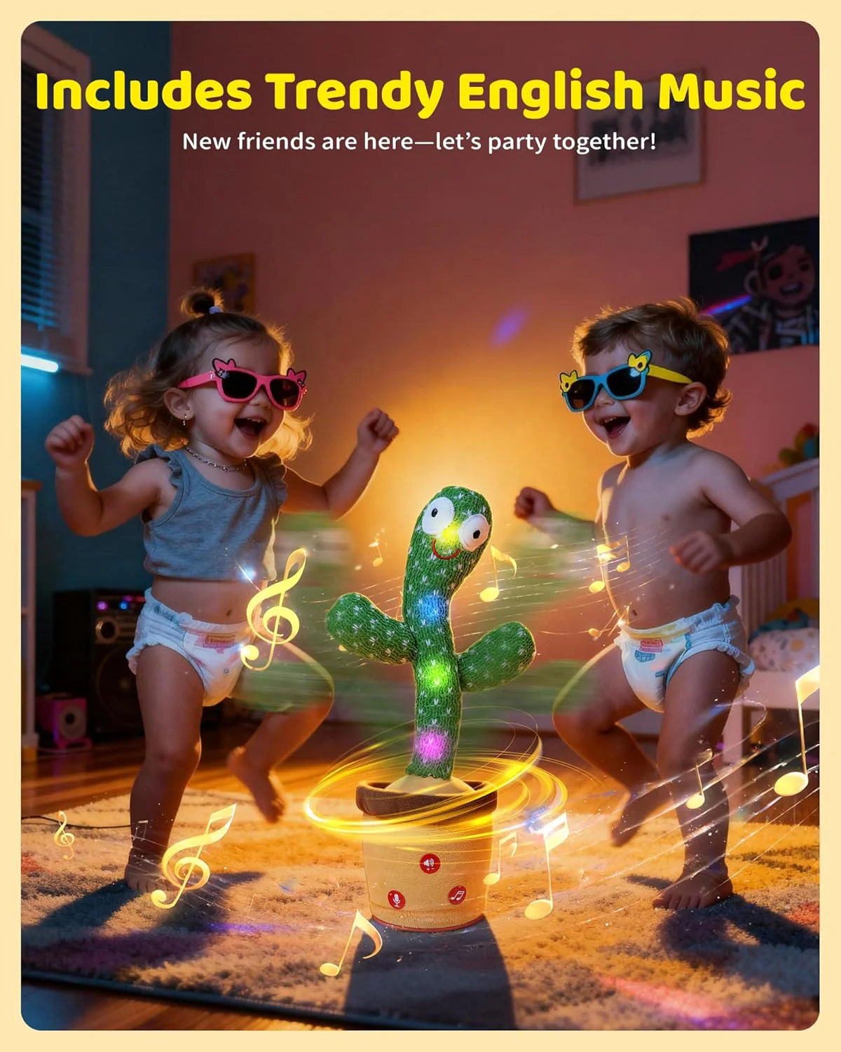 Baby Toys 0-6 3-6 6-12 12-18 Months Dancing Talking Cactus, Toddler Boys Girls Gifts for 2 3 4 5 6 7 8 9 10 Month Old Baby Toys for 1 Year Old Boy Girl